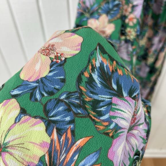 O'Neill Women Wide Leg Pant Beach Surfer Vacation Boho Tropical Green Size Large - Picture 3 of 6